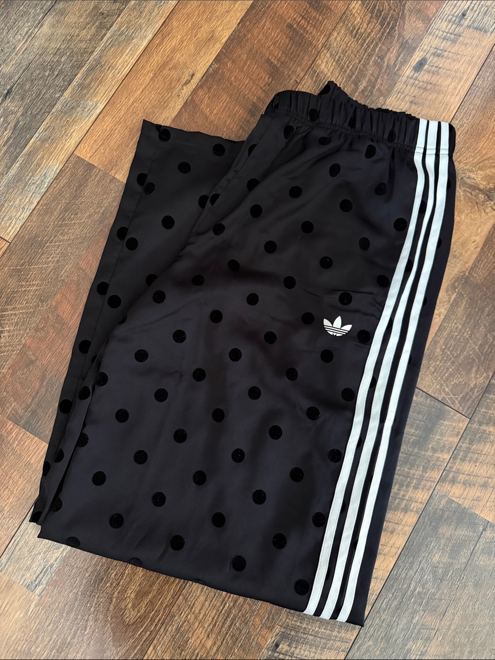 adidas Originals Black Polka Dot Joggers with White Side Stripes